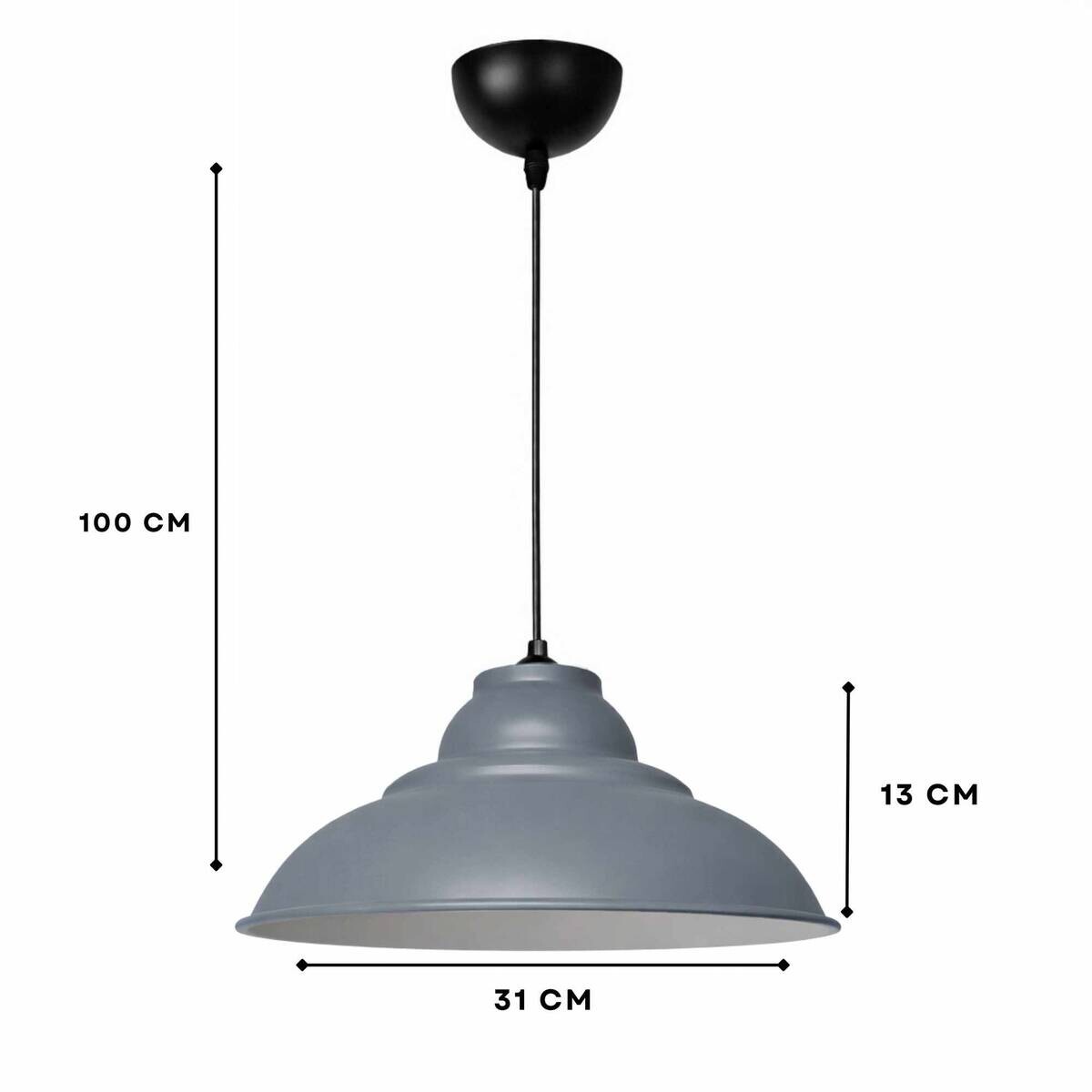 Opviq Pendelleuchte grau B/H/T: ca. 31x100x31 cm E27 1 Brennstellen