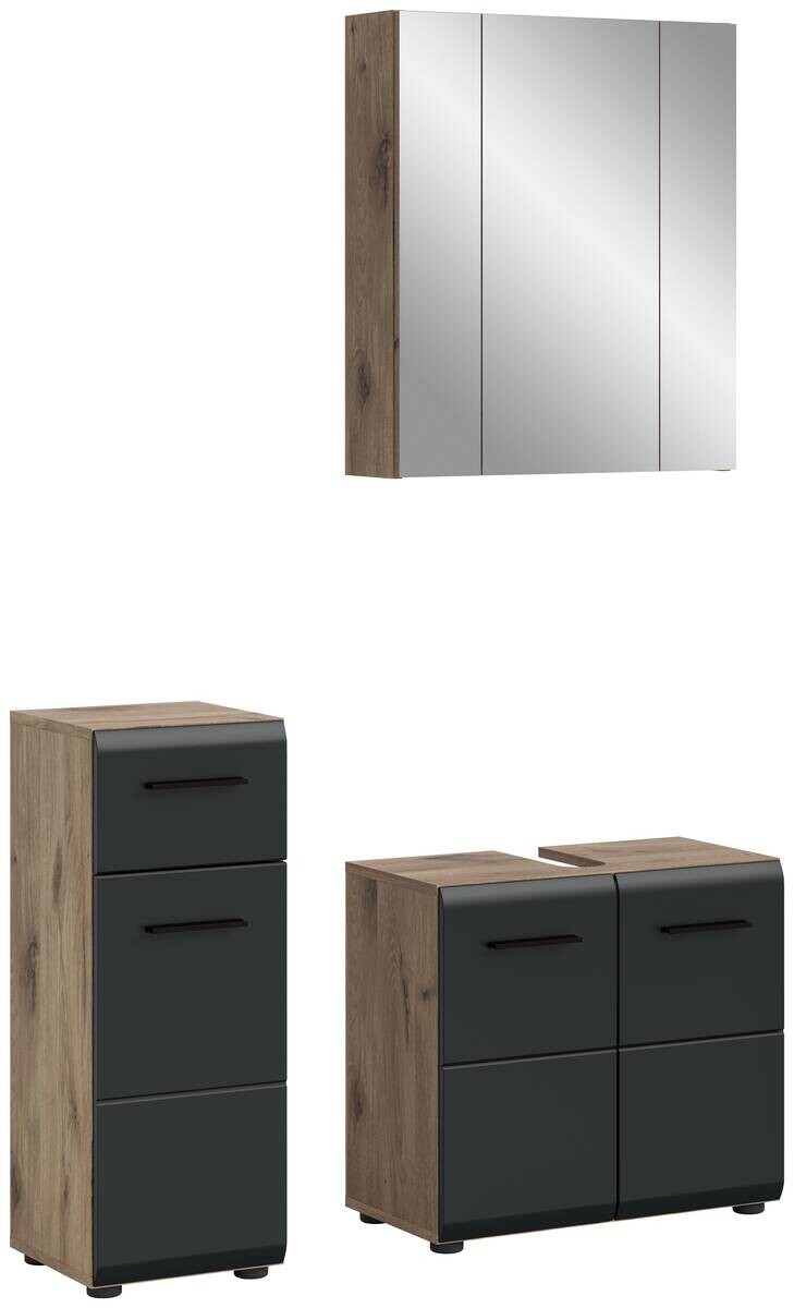 Badezimmer-Set Ice Nox Oak Nachbildung schwarz matt B/H/T: ca. 105x185x30 cm