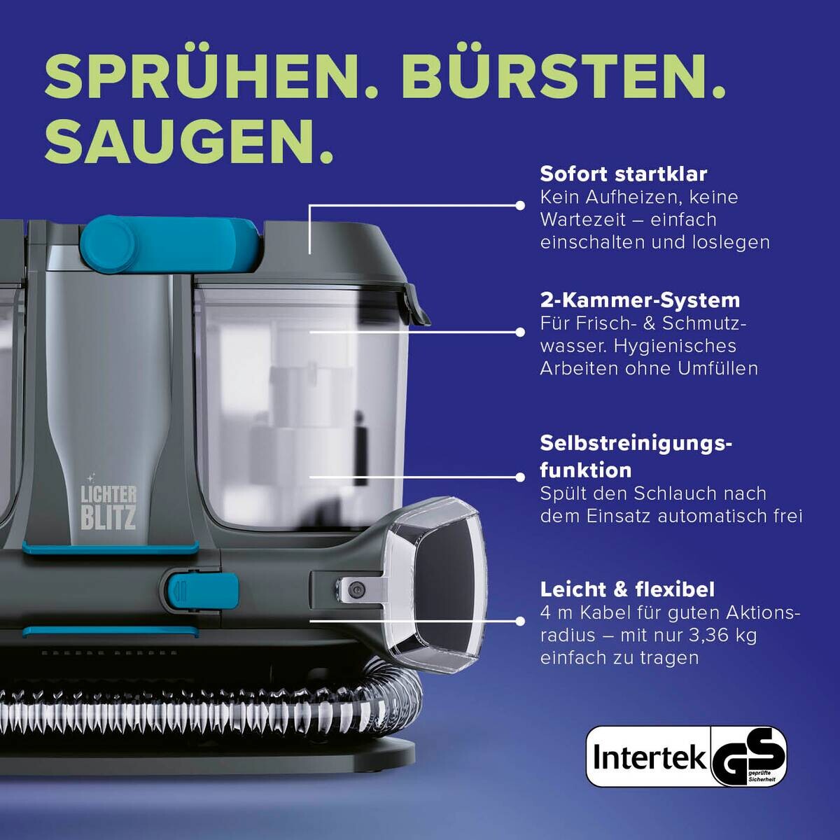 Lichterblitz Staubsauger blau grau Kunststoff B/H/L: ca. 24,5x30,5x37,5 cm