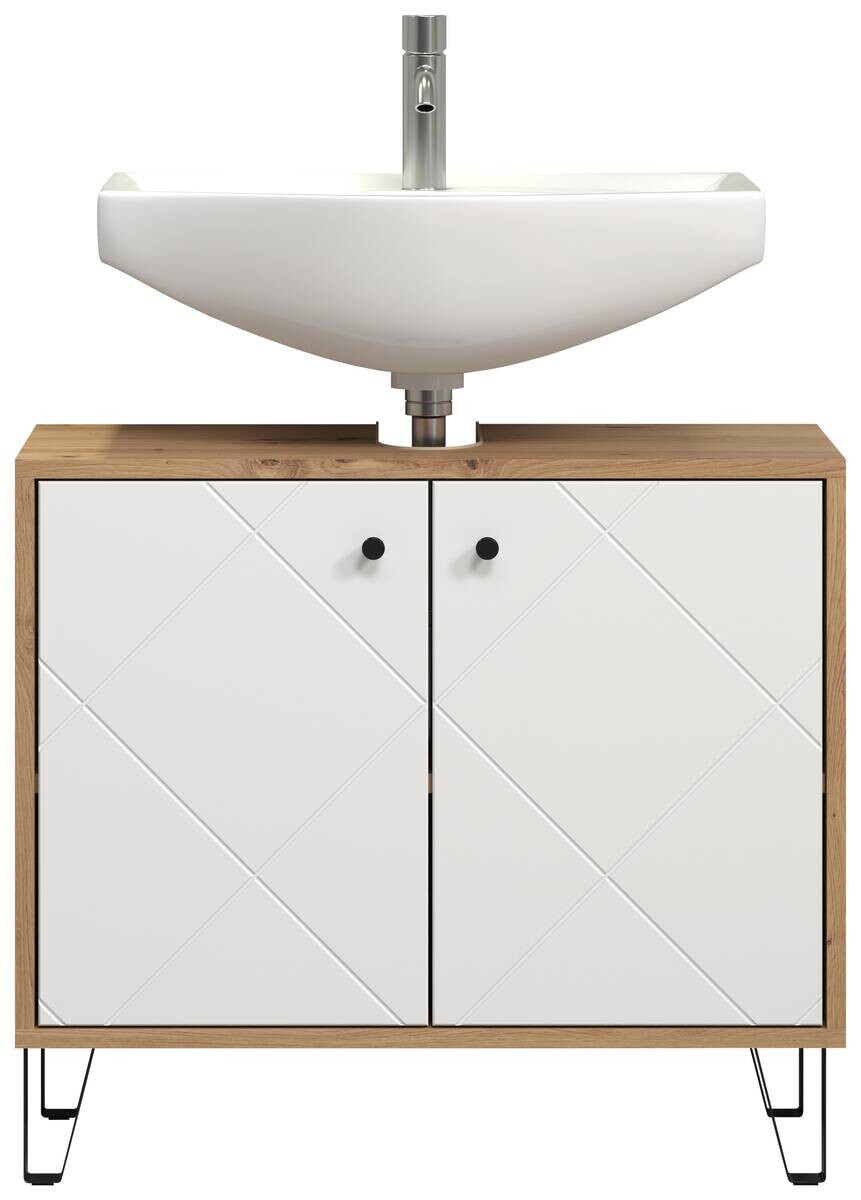 Waschbeckenunterschrank Touch Eiche Artisan Nachbildung weiß matt B/H/T: ca. 69x61x32 cm