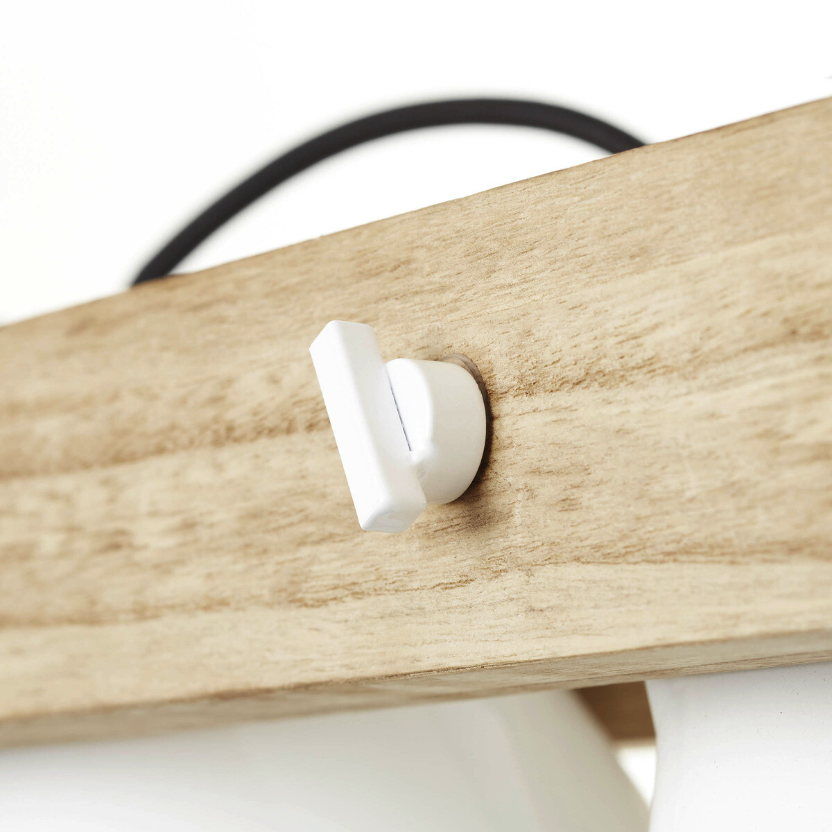 Brilliant Pendelleuchte Plow weiß hellbraun Metall Holz B/T/L: ca. 95x20x115 cm E27 5 Brennstellen