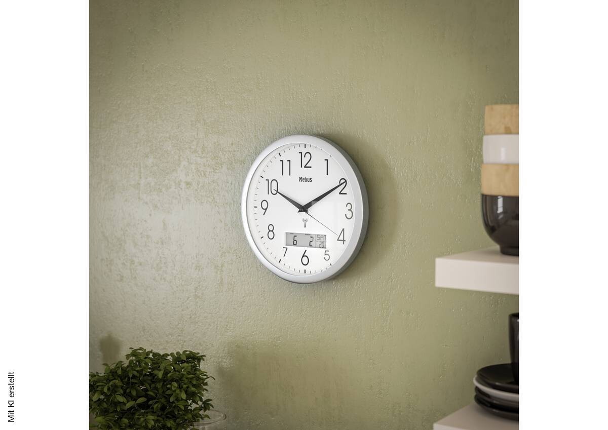 Mebus Wanduhr silber B/H/L/D: ca. 4,5x30x30x30 cm