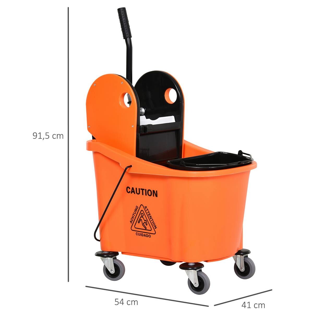 HOMCOM Putzwagen schwarz Kunststoff B/H/T: ca. 54x91,5x41 cm