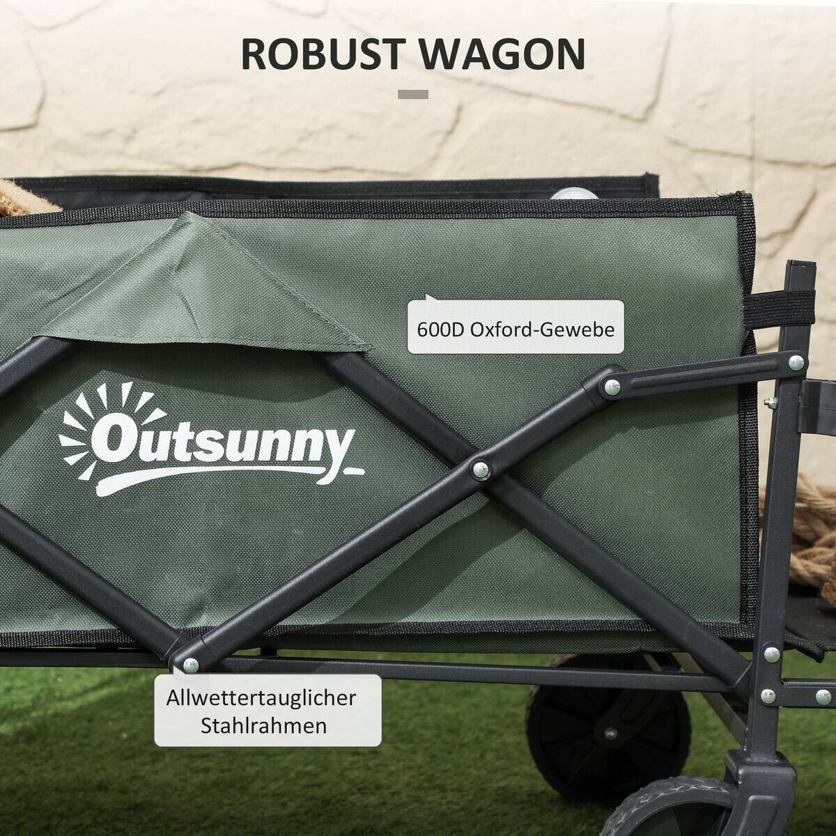 Outsunny Gartenwagen grün Polyester B/H/L: ca. 46x92x114 cm