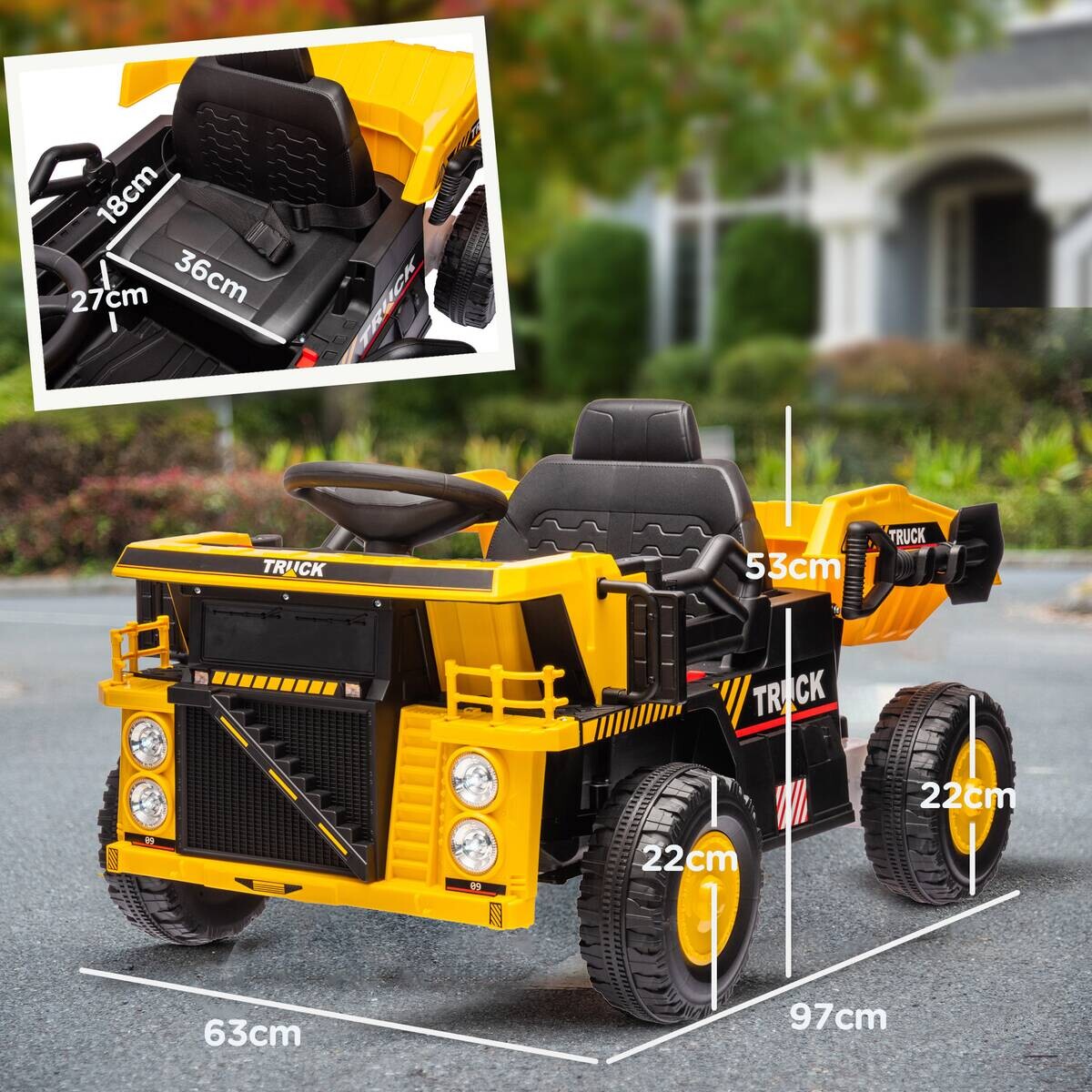 AIYAPLAY Elektrischer Traktor gelb B/H/L: ca. 63x53x97 cm