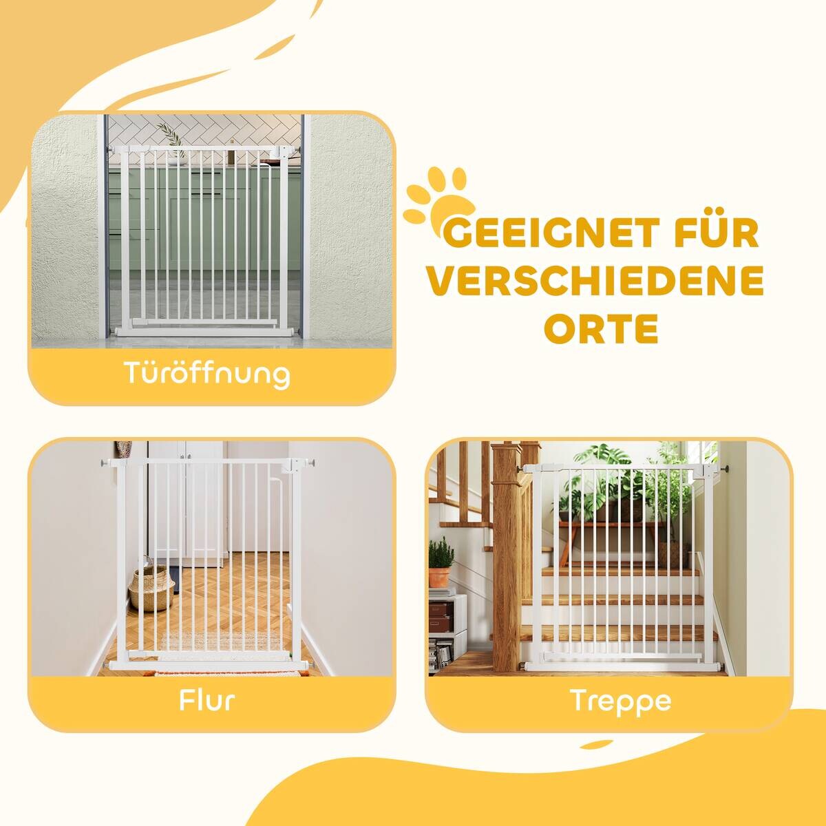 PawHut Treppenschutzgitter weiß B/H/T/L: ca. 3x76x3x80 cm
