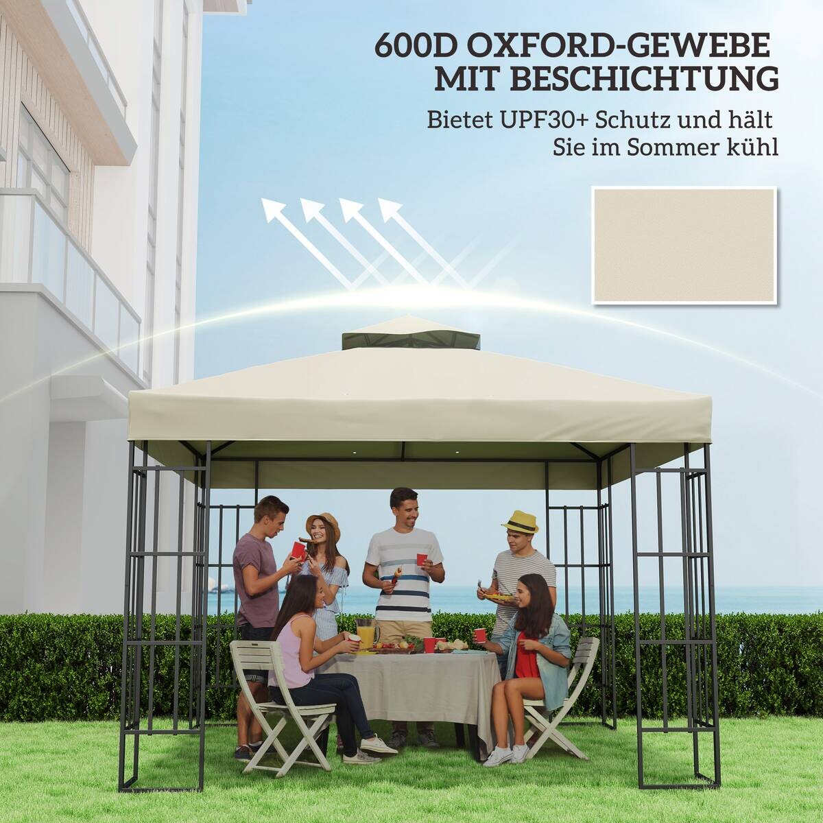 Outsunny Ersatzdach cremeweiß Polyester B/H/L: ca. 300x1x300 cm