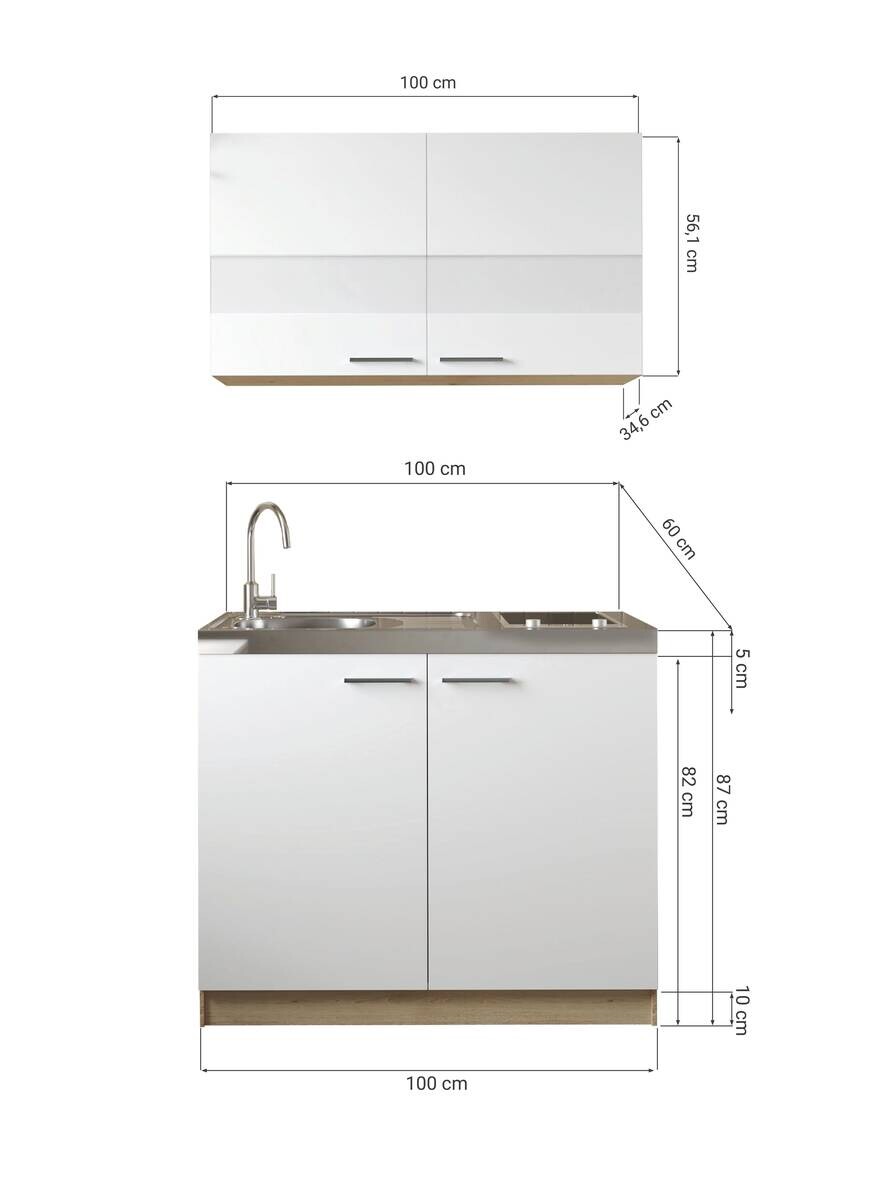 Anbauküchen-Set Merle schwarz B/H/T: ca. 100x200x60 cm