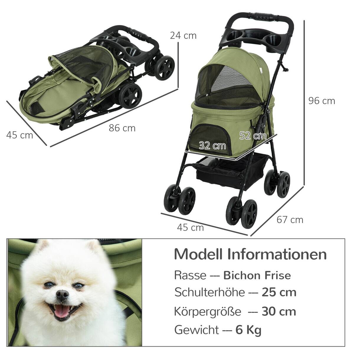 PawHut Hunde-Zubehör dunkelgrün Polyester B/H/L: ca. 45x67x96 cm