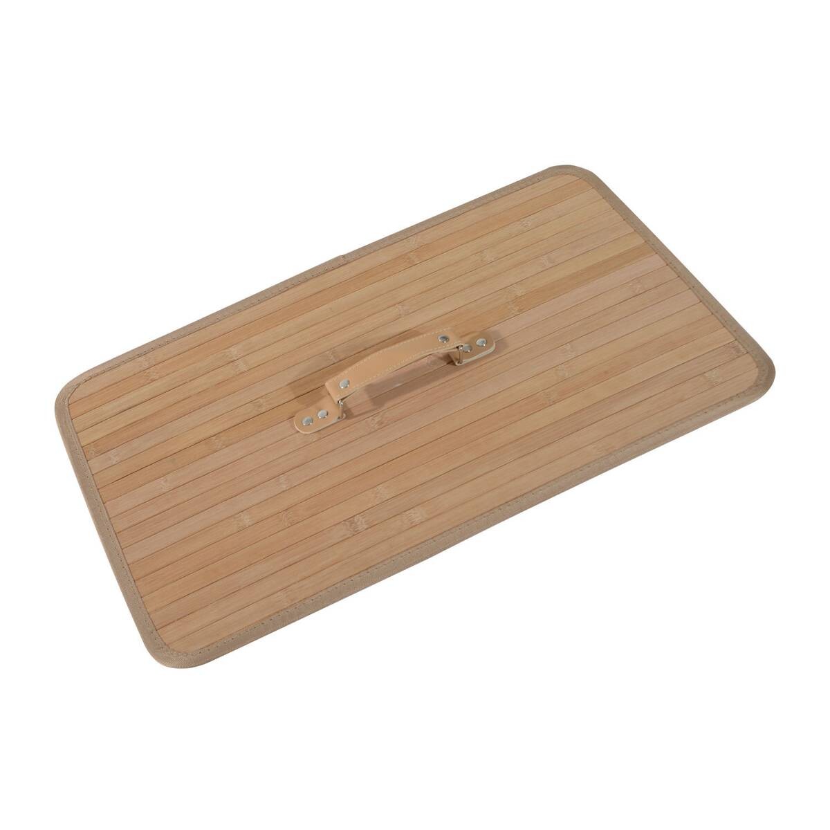 HOMCOM Wäschekorb mit 2 Tragegriffen natur Bambus Stoff Kunststoff B/H/L: ca. 32x63x52 cm