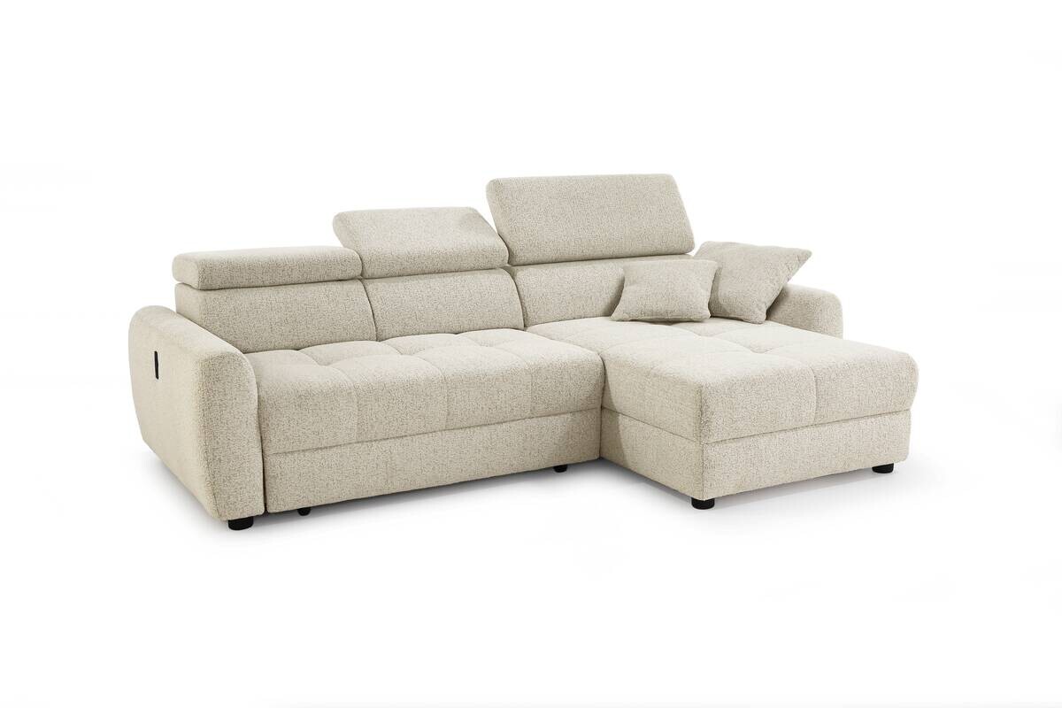Ecksofa mit elektrischer XXL Sitztiefenverstellung beige Flachgewebe B/H/T: ca. 270x109x175 cm
