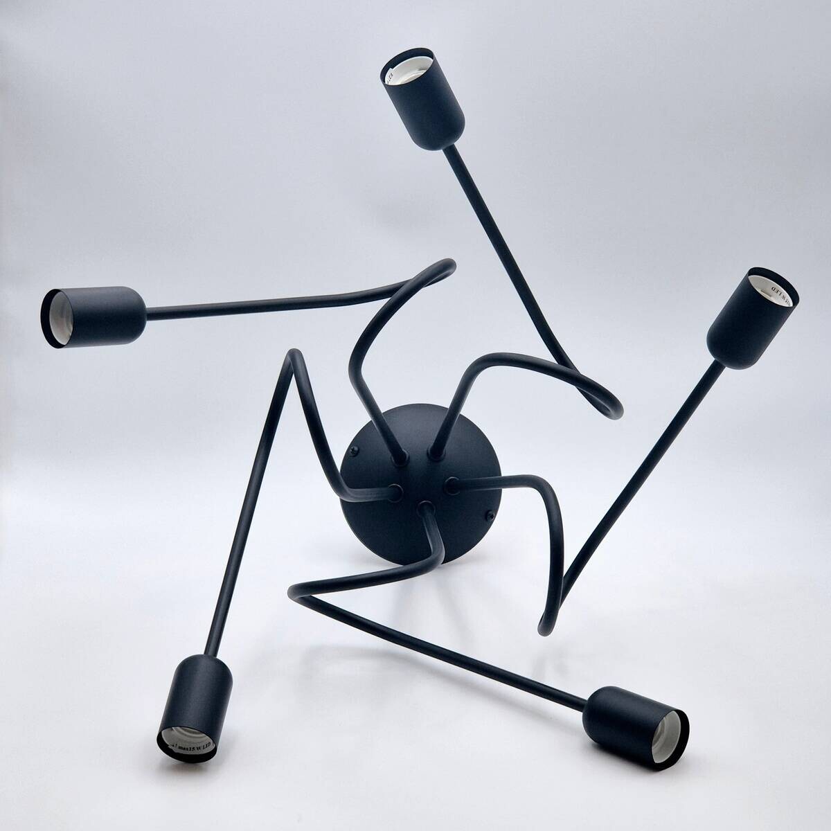 Lamkur Kronleuchter schwarz Stahl B/H/L: ca. 39x54x54 cm E27 5 Brennstellen