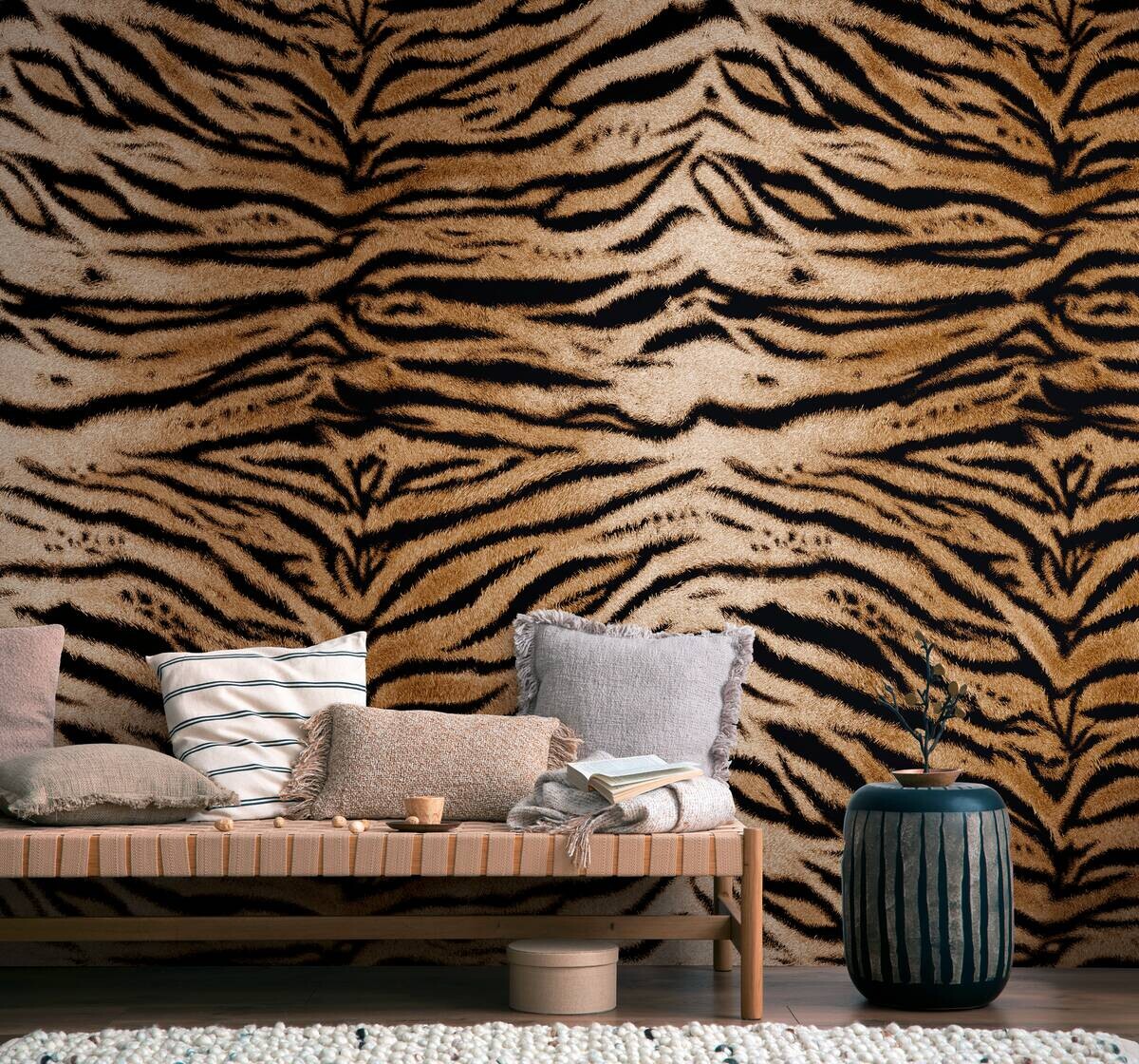 Livingwalls Fototapete Tigerstil braun schwarz B/L: ca. 280x159 cm