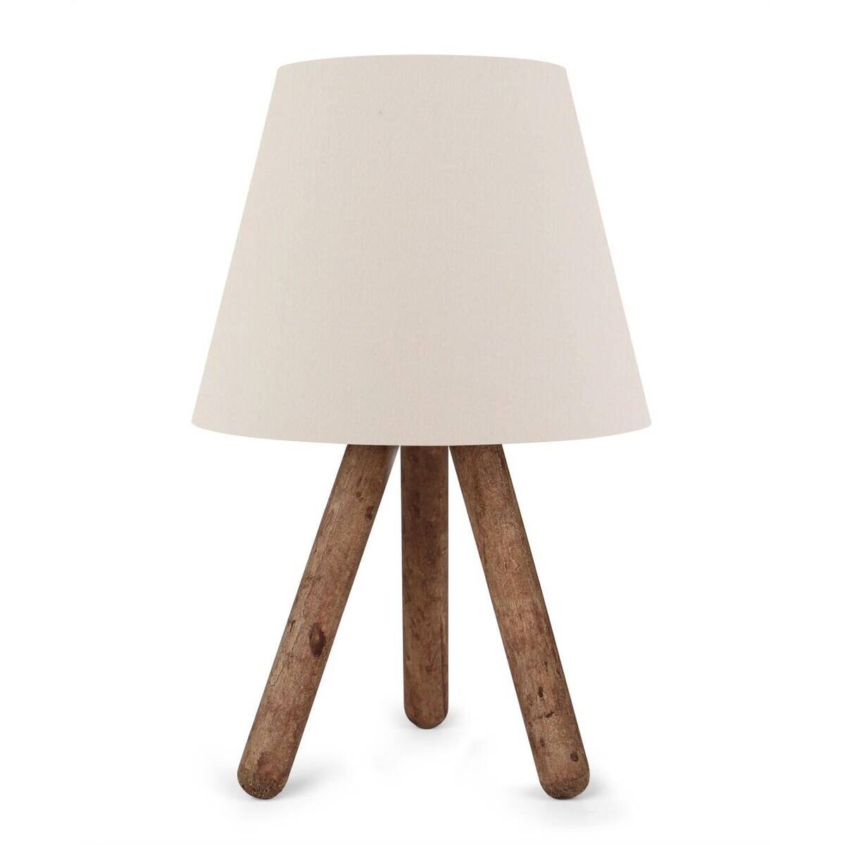 Opviq Tischleuchte weiß nussbaum Buche PVC B/H/L: ca. 22x33x22 cm E27 1 Brennstellen