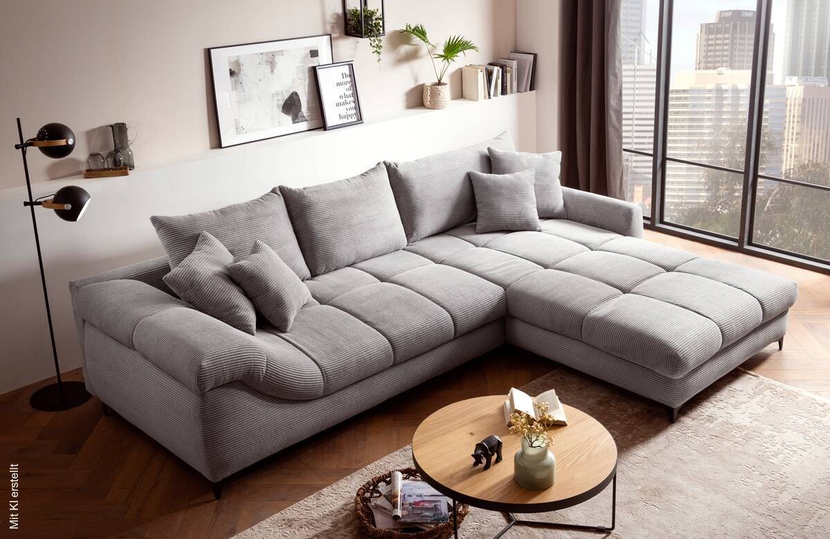 Ecksofa grau Microfaser B/H/T: ca. 332x96x227 cm