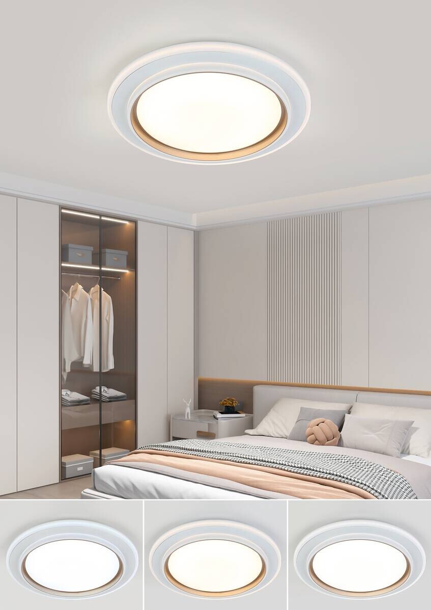 Nolo LED-Deckenleuchte Disc silber Kunststoff B/H/T: ca. 46x46x5 cm