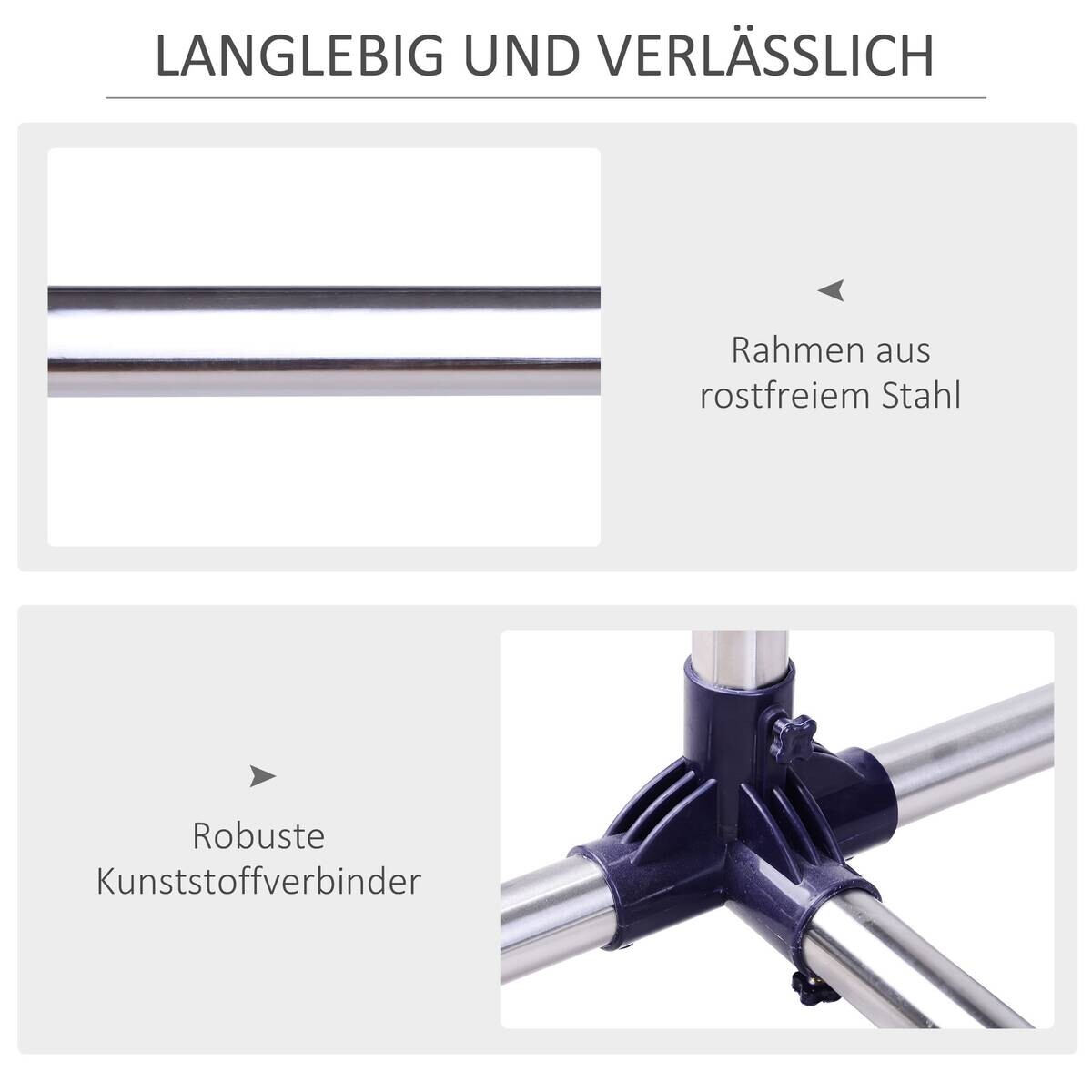 HOMCOM Garderobe silber Edelstahl B/H/L: ca. 45x86x95 cm