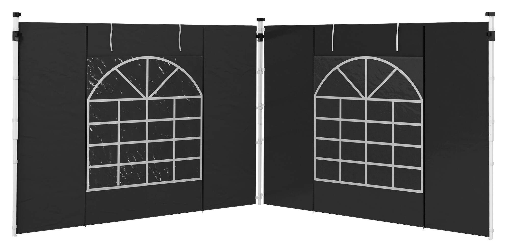 Outsunny Seitenteile für Pavillon schwarz Polyester B/H/L: ca. 295x195x0,01 cm