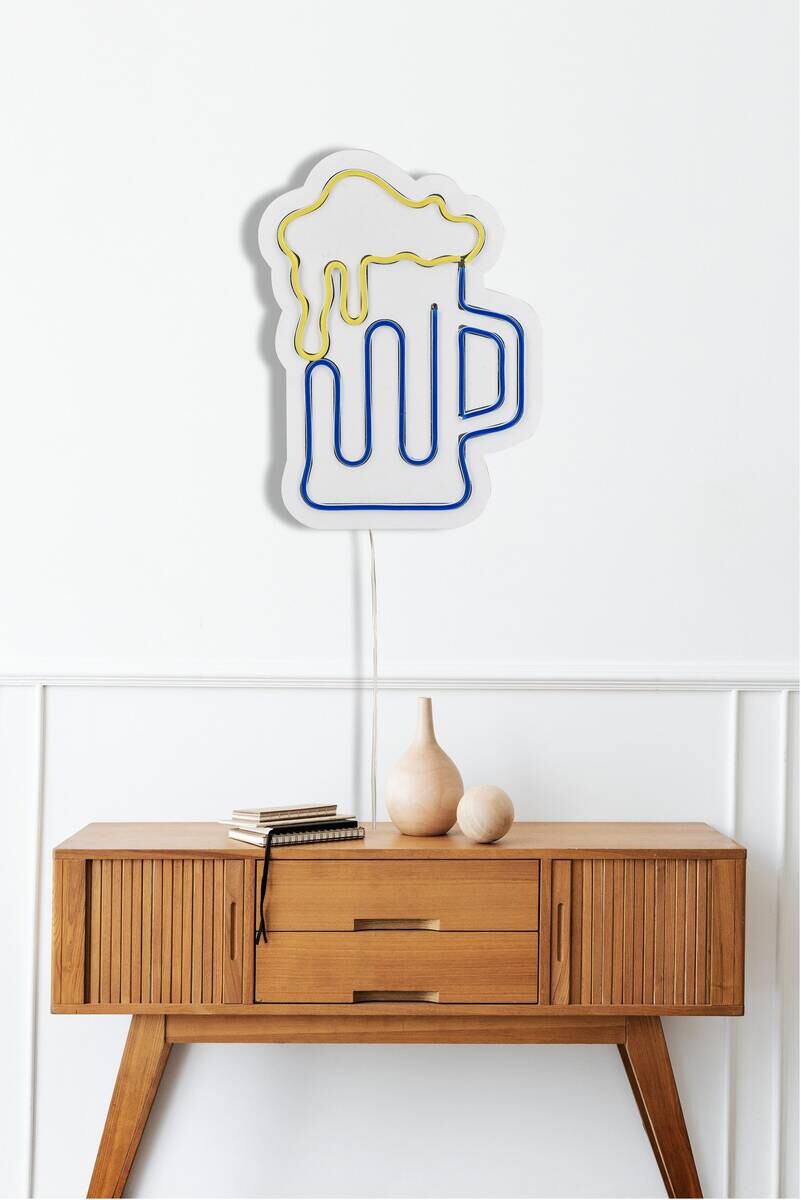 Opviq LED-Wandleuchte blau gelb PVC B/H/T/L: ca. 26x35x2x26 cm