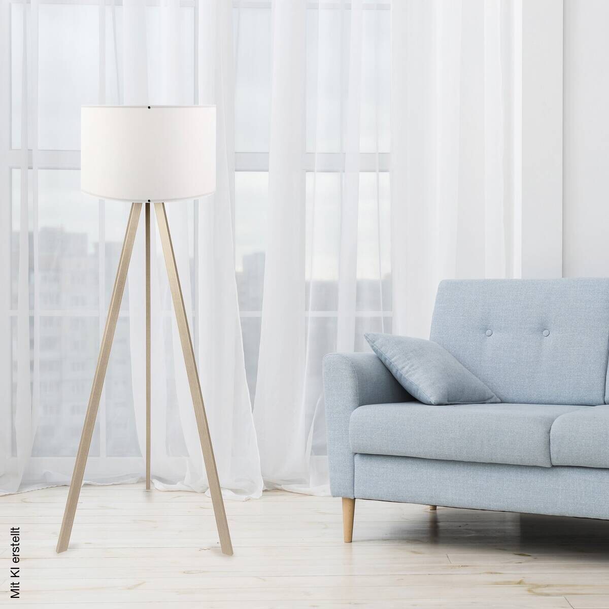 Opviq Stehlampe AYD-1523 Eiche weiß PVC B/H/T/L/D: ca. 38x140x38x38x38 cm E27 1 Brennstellen