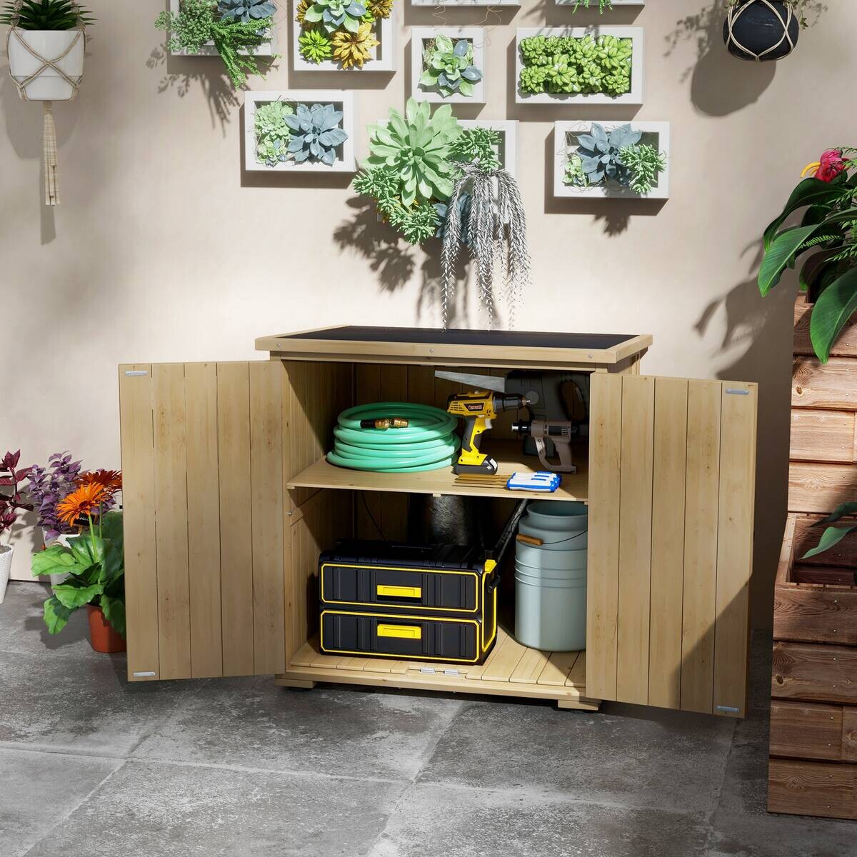Outsunny Gartenschrank natur Polypropylen B/H/L: ca. 88x77,5x90 cm