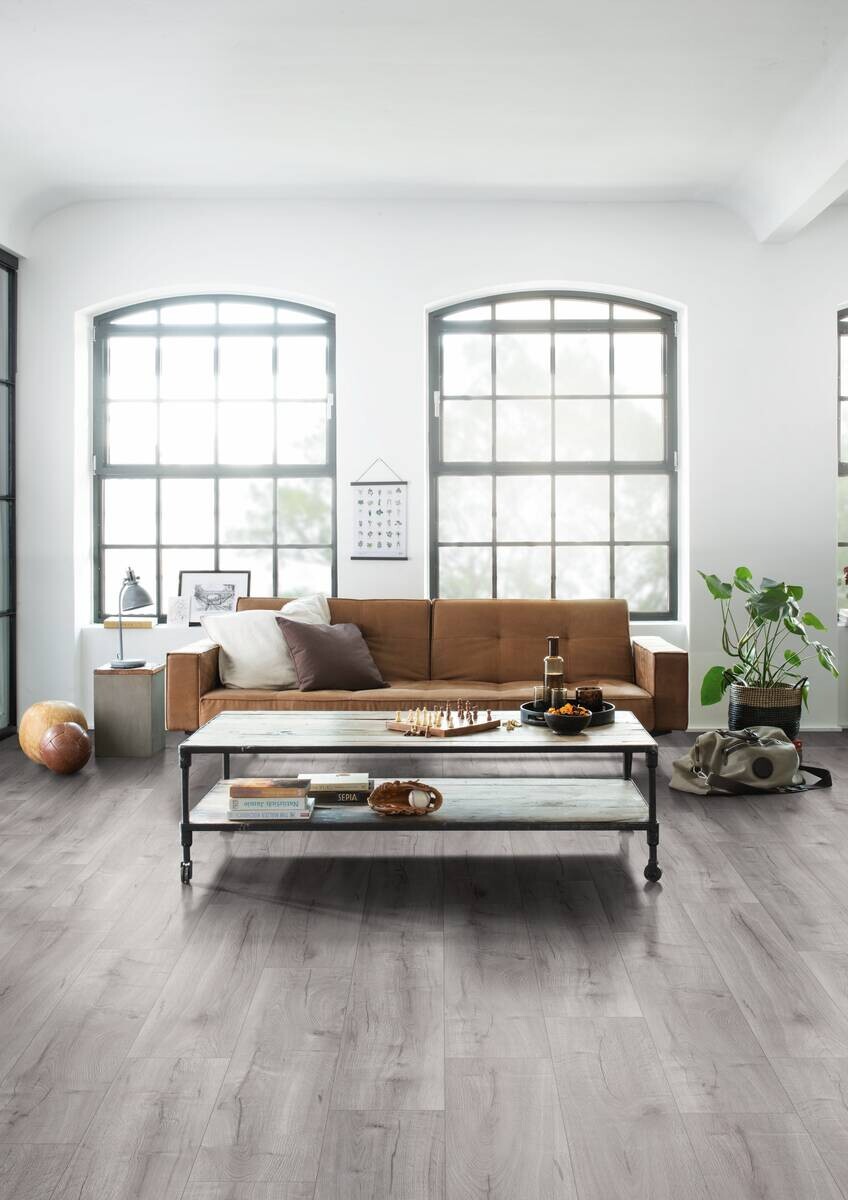 Laminatboden Old light grey ca.1,9948m² im Paket B/L: ca. 129,2x19,3 cm pro Paket