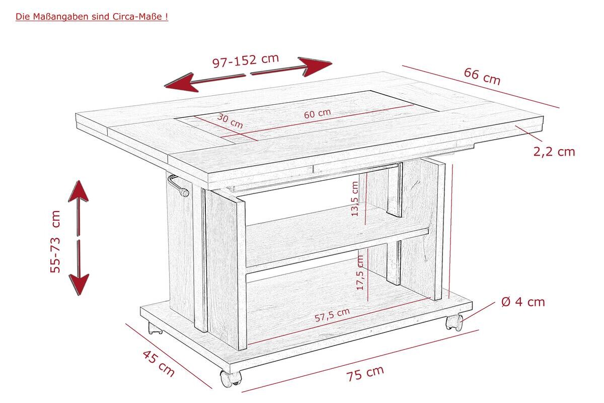 Couchtisch Berlin braun B/H/T: ca. 152x73x66 cm