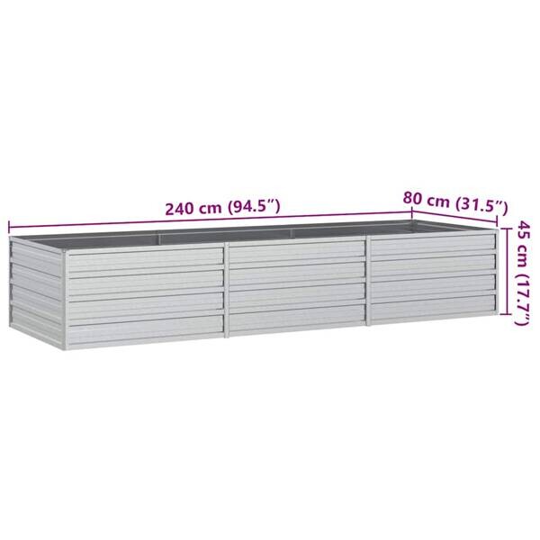 Garten-Hochbeet silber Stahl B/H/L: ca. 80x45x240 cm