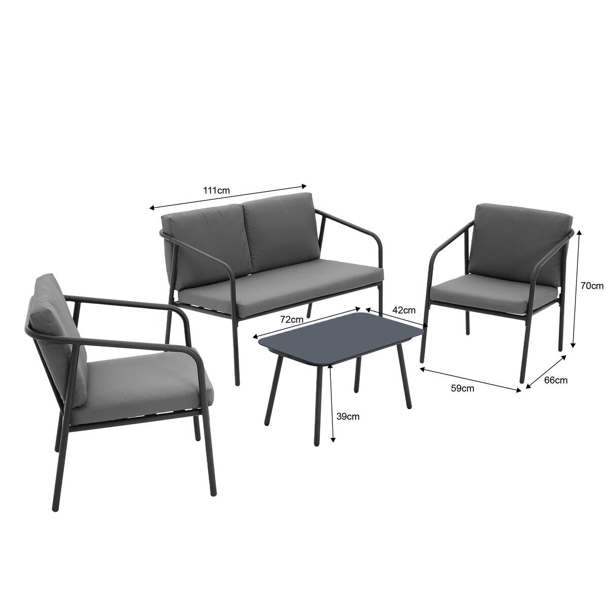 POCOline Loungeset Samos grau Stahl