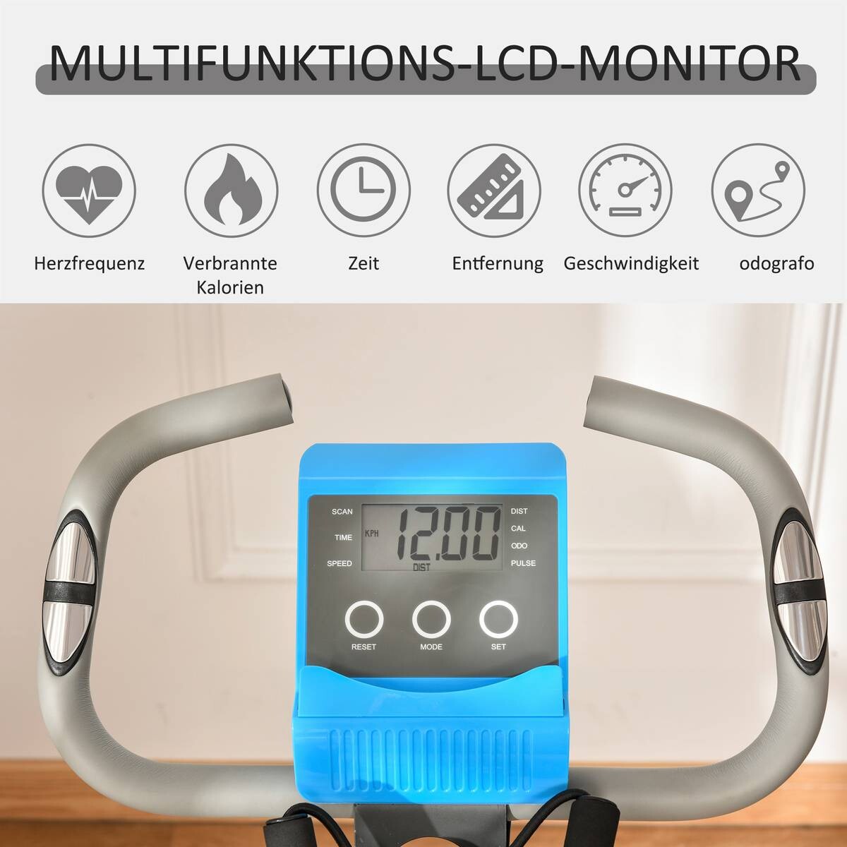 HOMCOM Fahrradtrainer blau Stahl B/H/L: ca. 51x115x97 cm