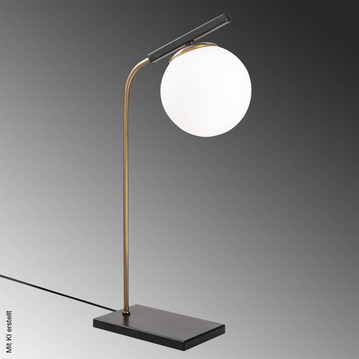 Opviq Tischleuchte gold schwarz Glas Metall B/H/L: ca. 26x55x15 cm E27 1 Brennstellen