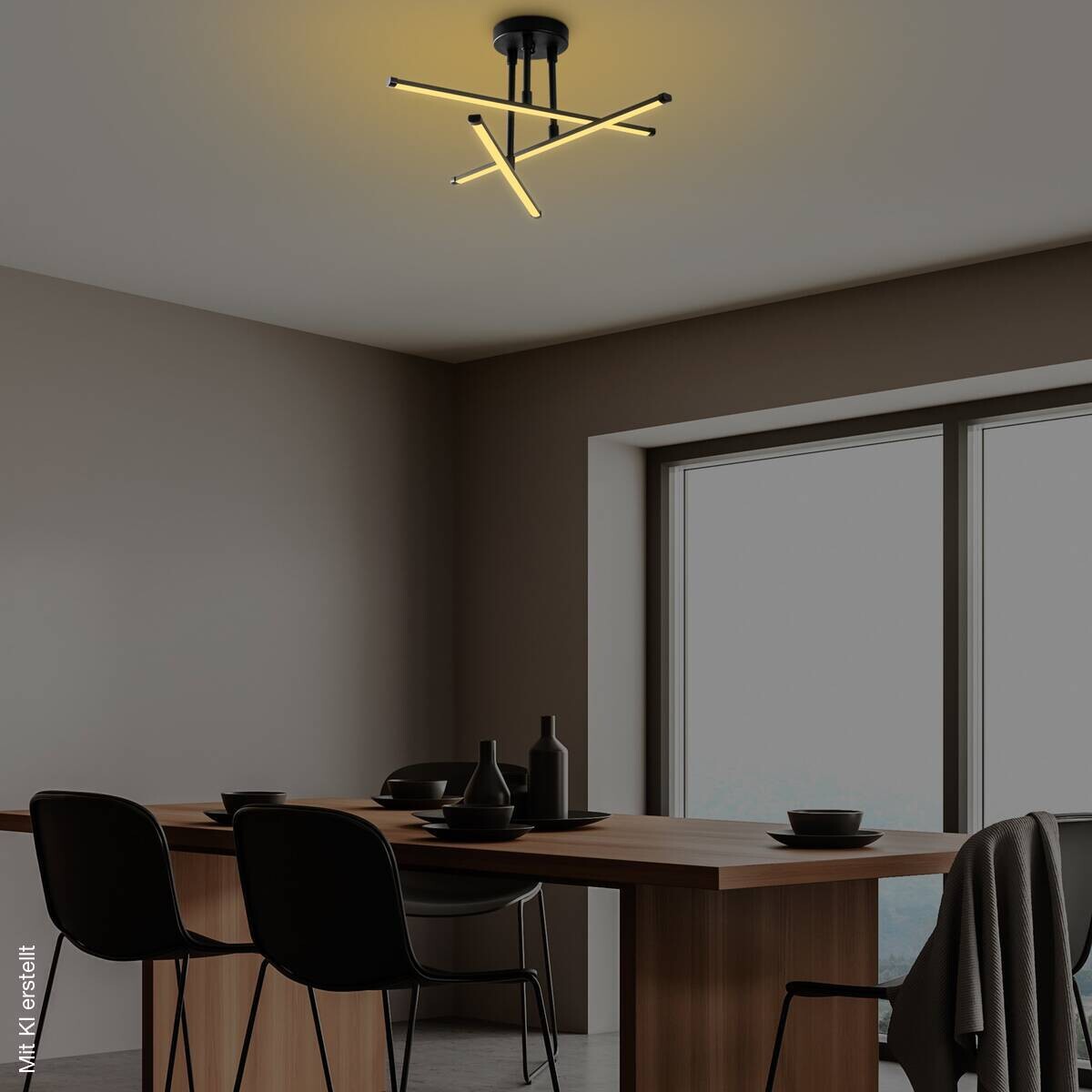 Opviq LED-Deckenleuchte schwarz B/H/T: ca. 51x26x51 cm