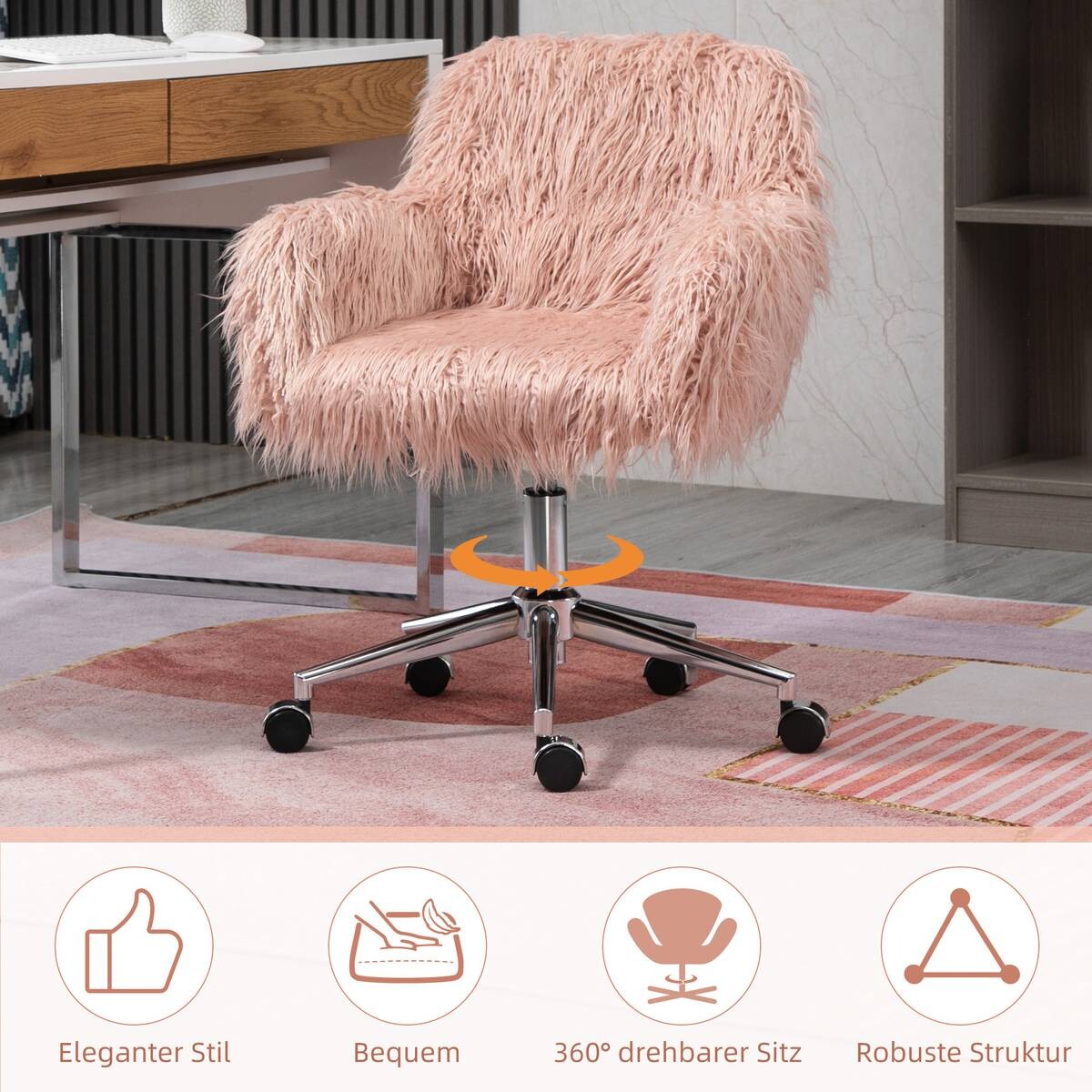 Drehstuhl 921-548PK rosa silber