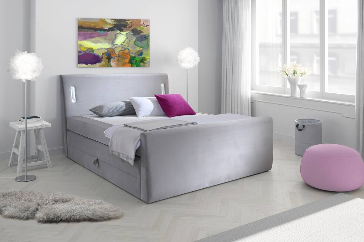Boxspringbett Lighting grau Liegefläche B/L: ca. 160x200 cm