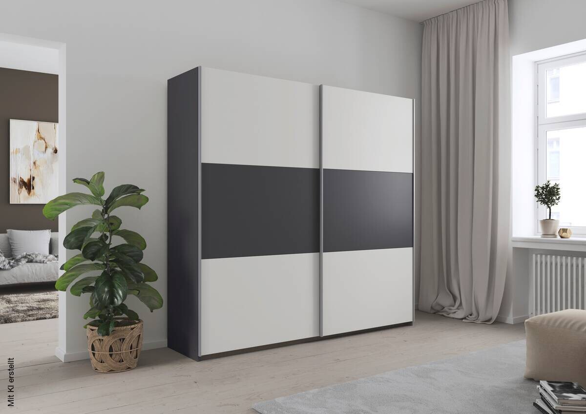 Kleiderschrank Oslo Alpinweiß grau B/H/T: ca. 218x210x59 cm