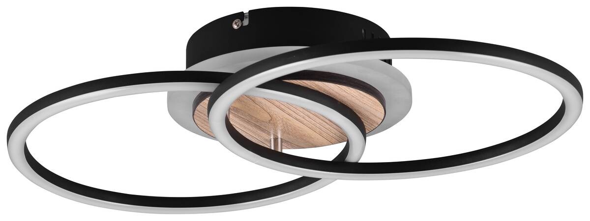 Reality LED-Deckenleuchte R62783635 Giro schwarz MDF Metall Acryl B/H/T: ca. 46x8x28 cm 1 Brennstellen