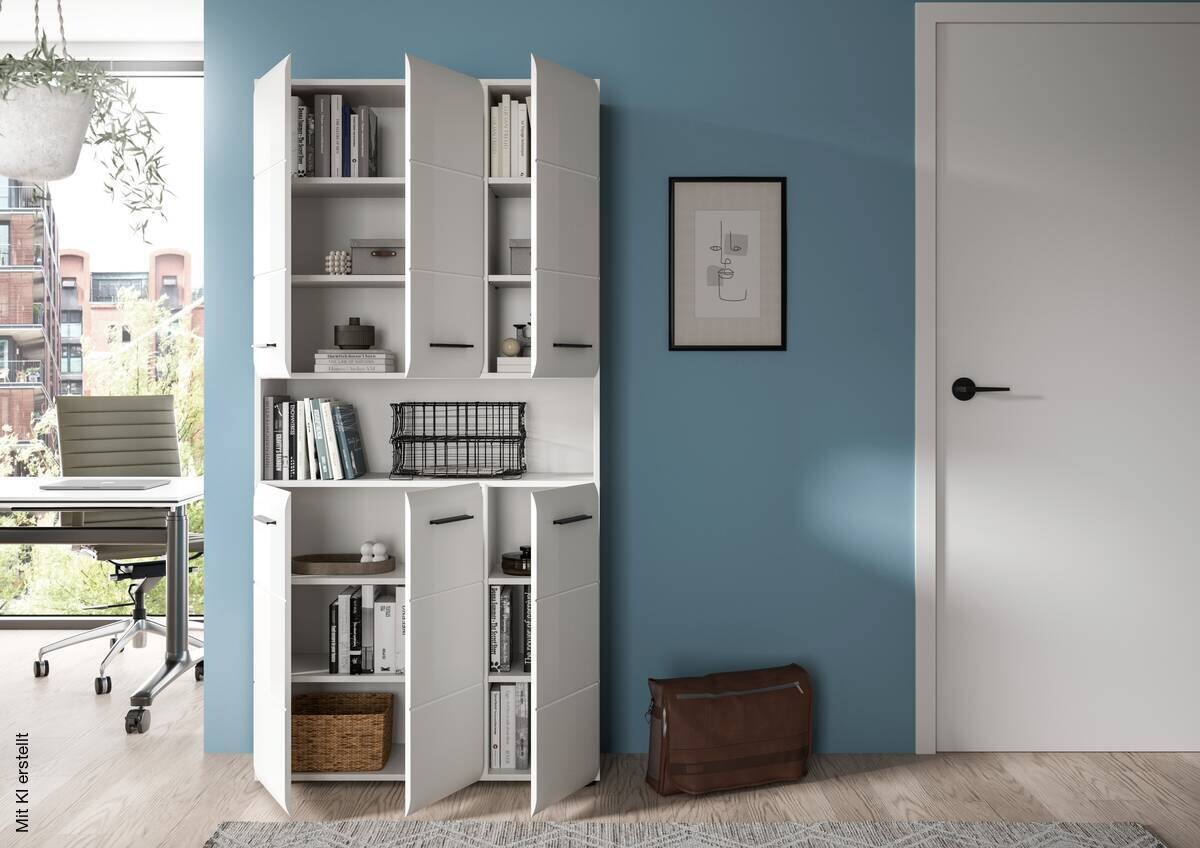 Mehrzweckschrank Ice weiß weiß Hochglanz B/H/T: ca. 90x185x30 cm