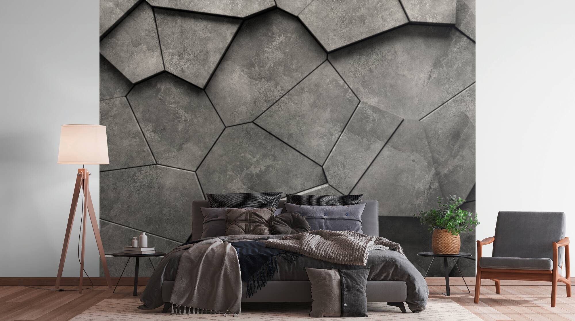 Livingwalls Fototapete 3D-Optik anthrazit grau schwarz B/L: ca. 280x371 cm