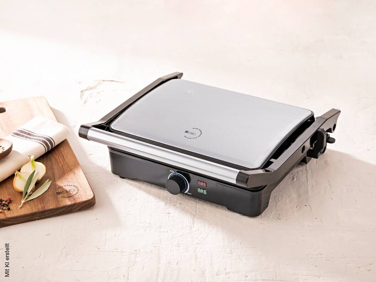 BERGNER Kontaktgrill silber B/H/L: ca. 15x37x38 cm