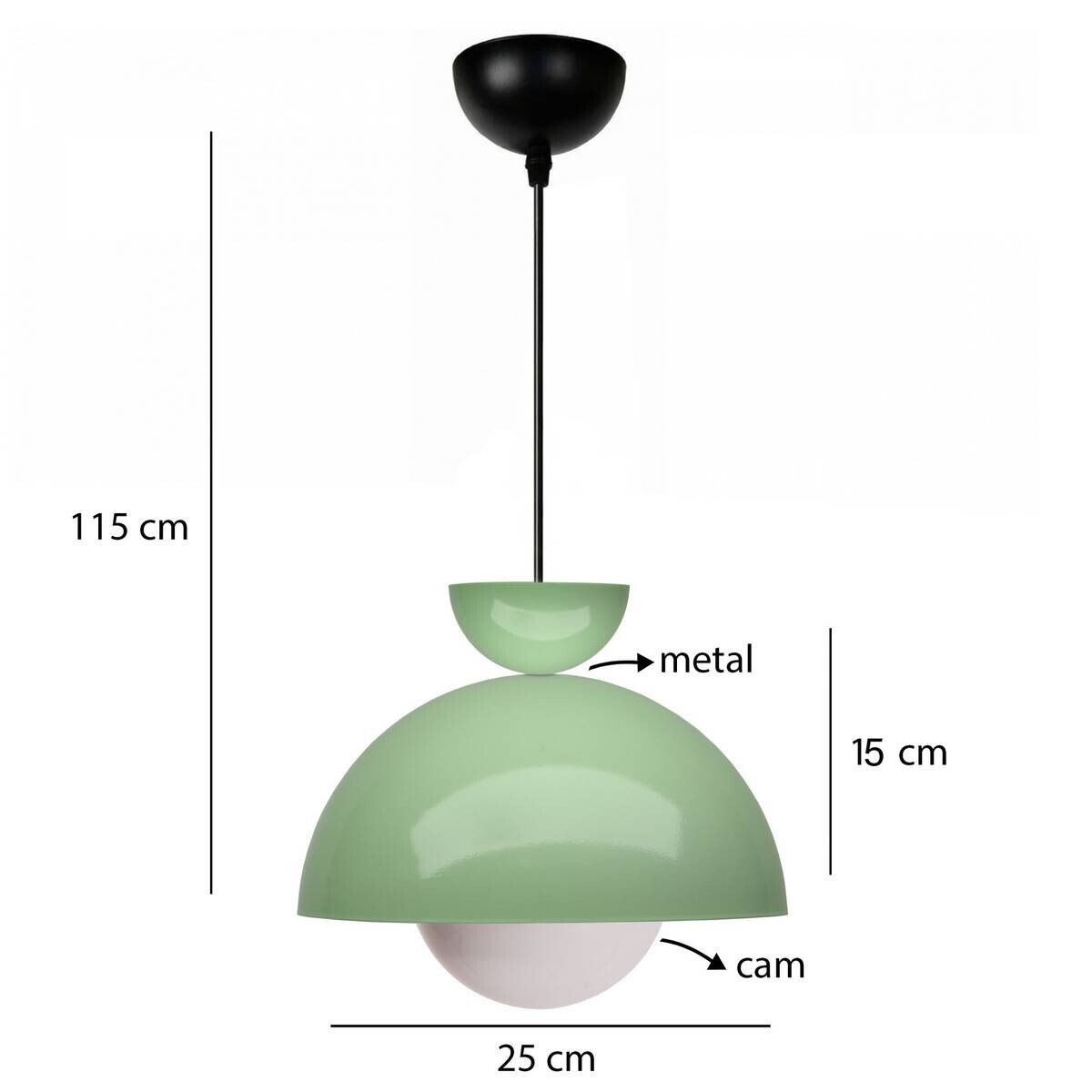 Opviq Pendelleuchte grün Metall B/H/T/L/D: ca. 25x115x25x25x25 cm E27 1 Brennstellen