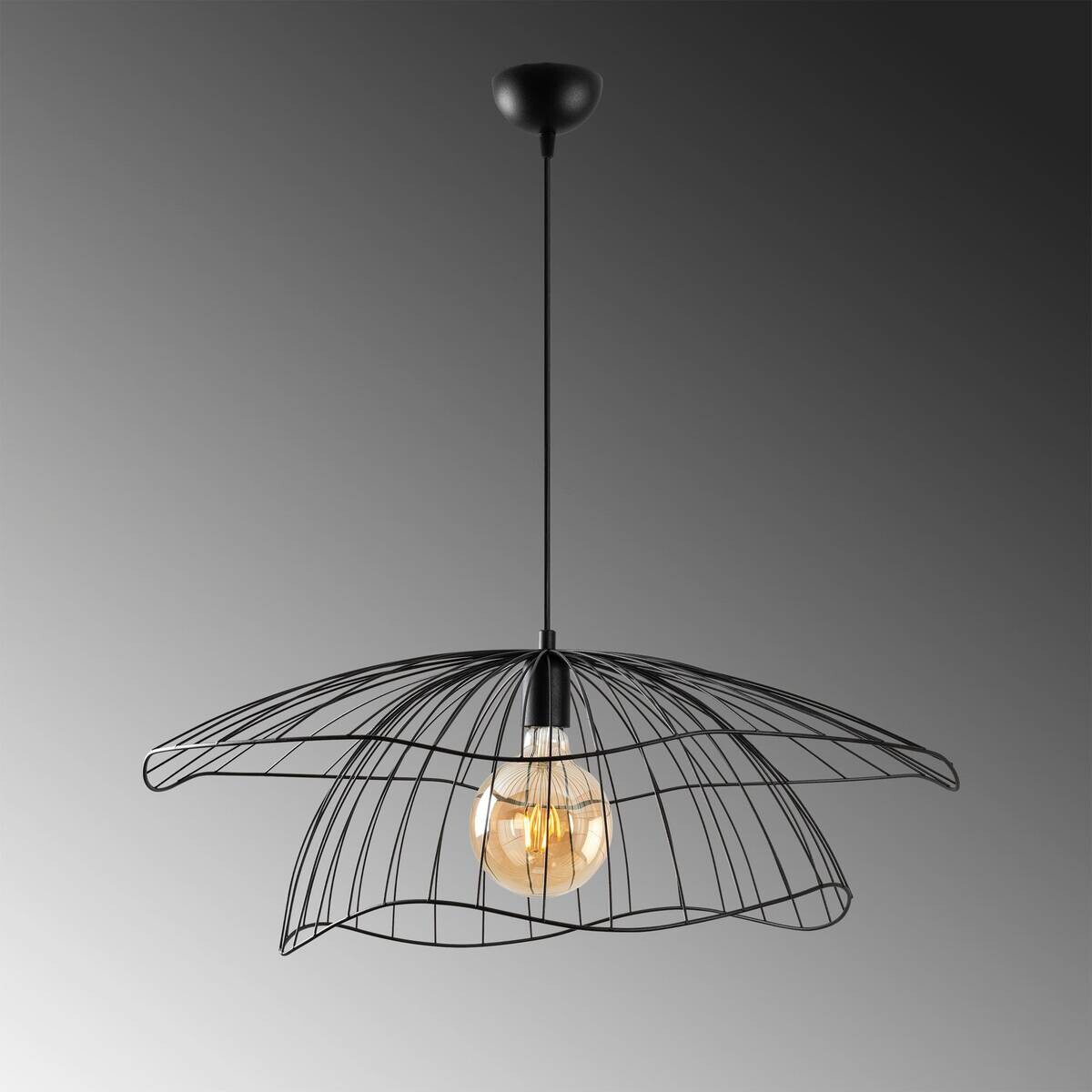 Opviq Pendelleuchte Mantar schwarz B/H/T/L/D: ca. 70x124x70x70x70 cm E27 1 Brennstellen