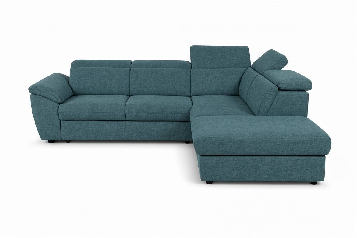 Ecksofa mit Bettfunktion und Bettkasten petrol Flachgewebe B/H/T: ca. 280x108x235 cm