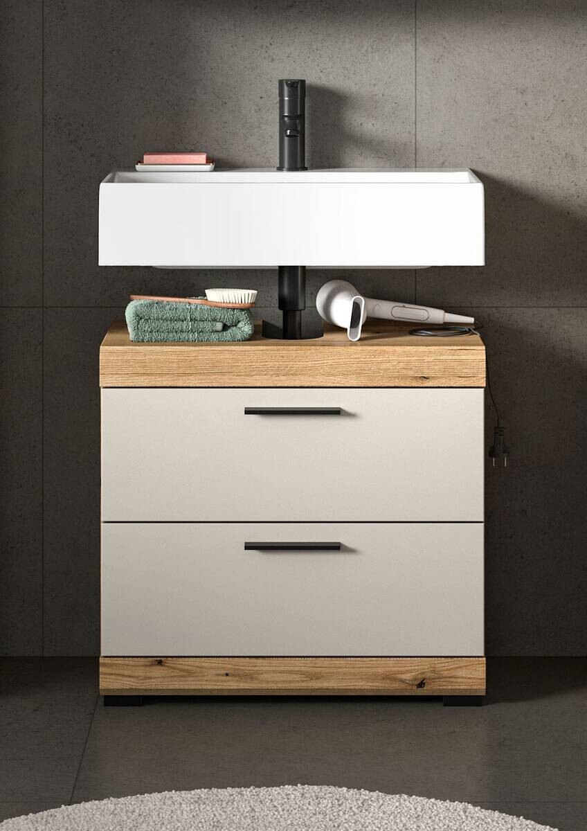 Waschbeckenunterschrank Scout Evoke Oak Nachbildung Kaschmirgrau Nachbildung B/H/T: ca. 60x56x34 cm