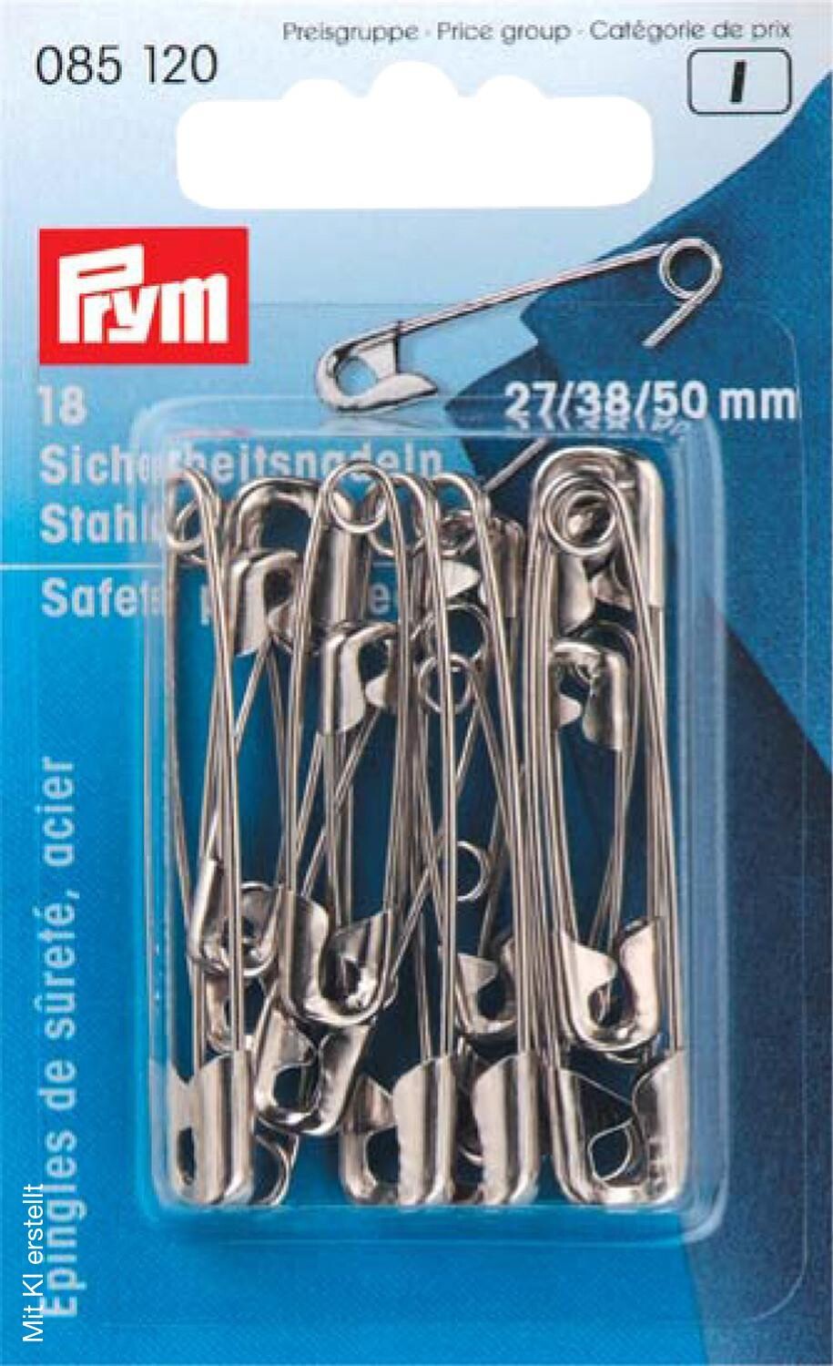 Prym Sicherheitsnadeln silber Stahl 18er Pack