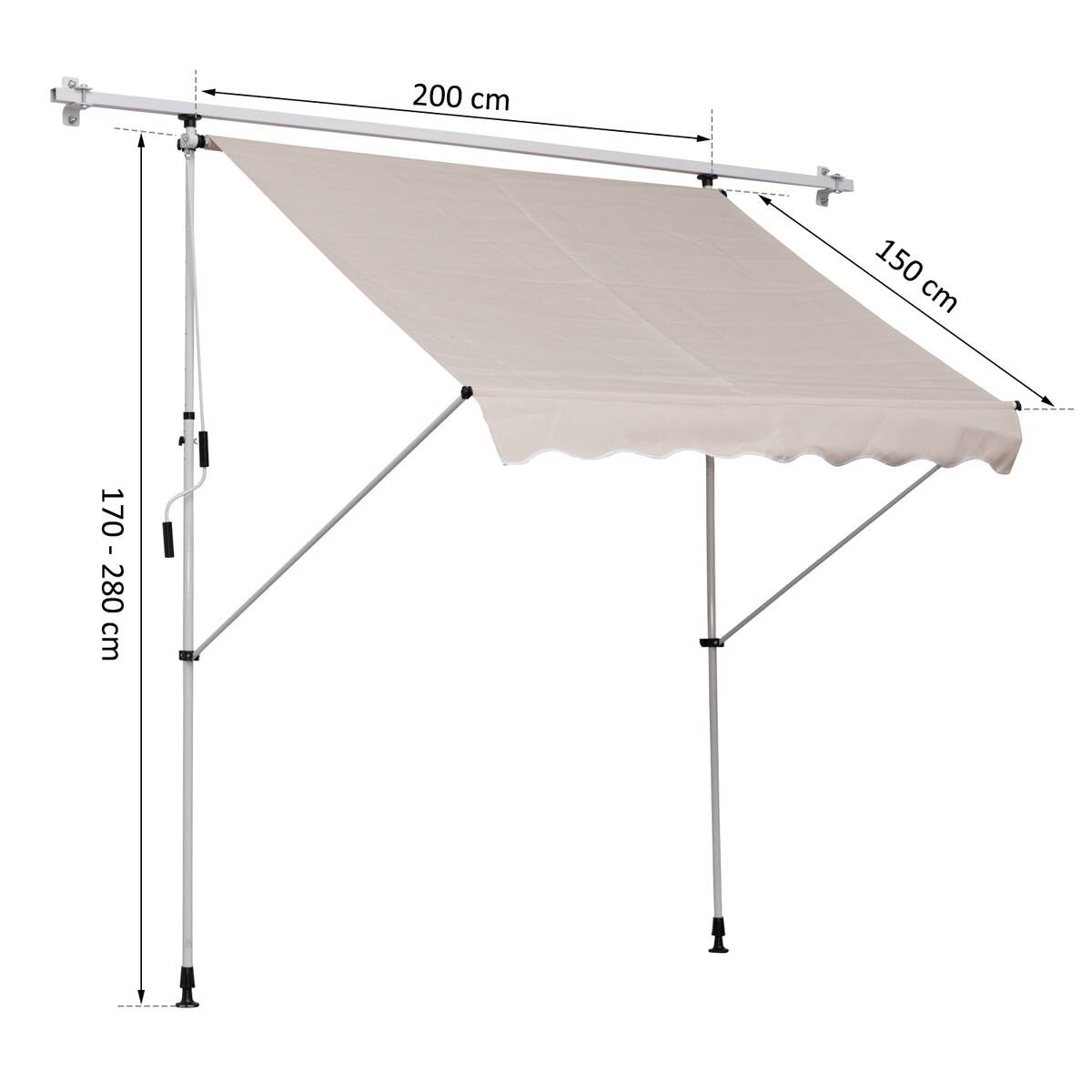 Outsunny Klemm-Markise beige B/L: ca. 200x150 cm