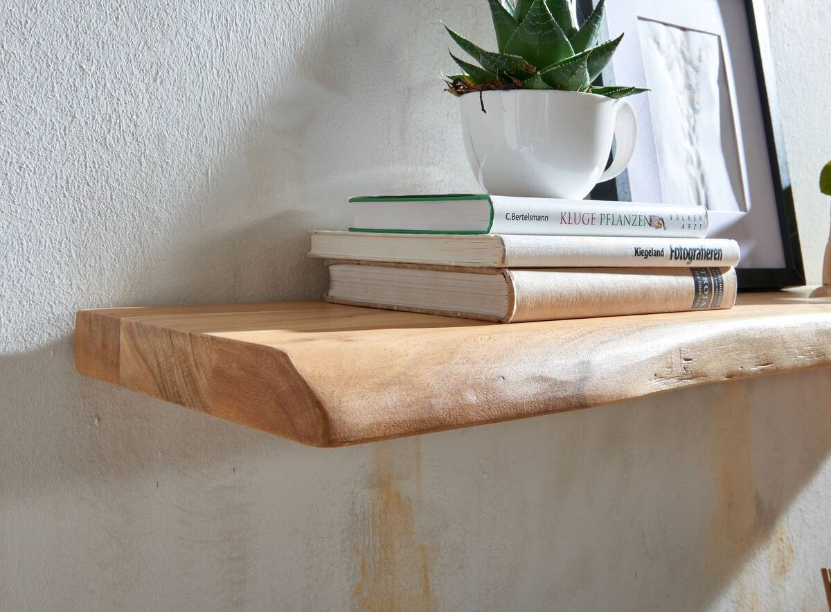 Wandregal braun Holz B/H/T: ca. 100x4x26 cm