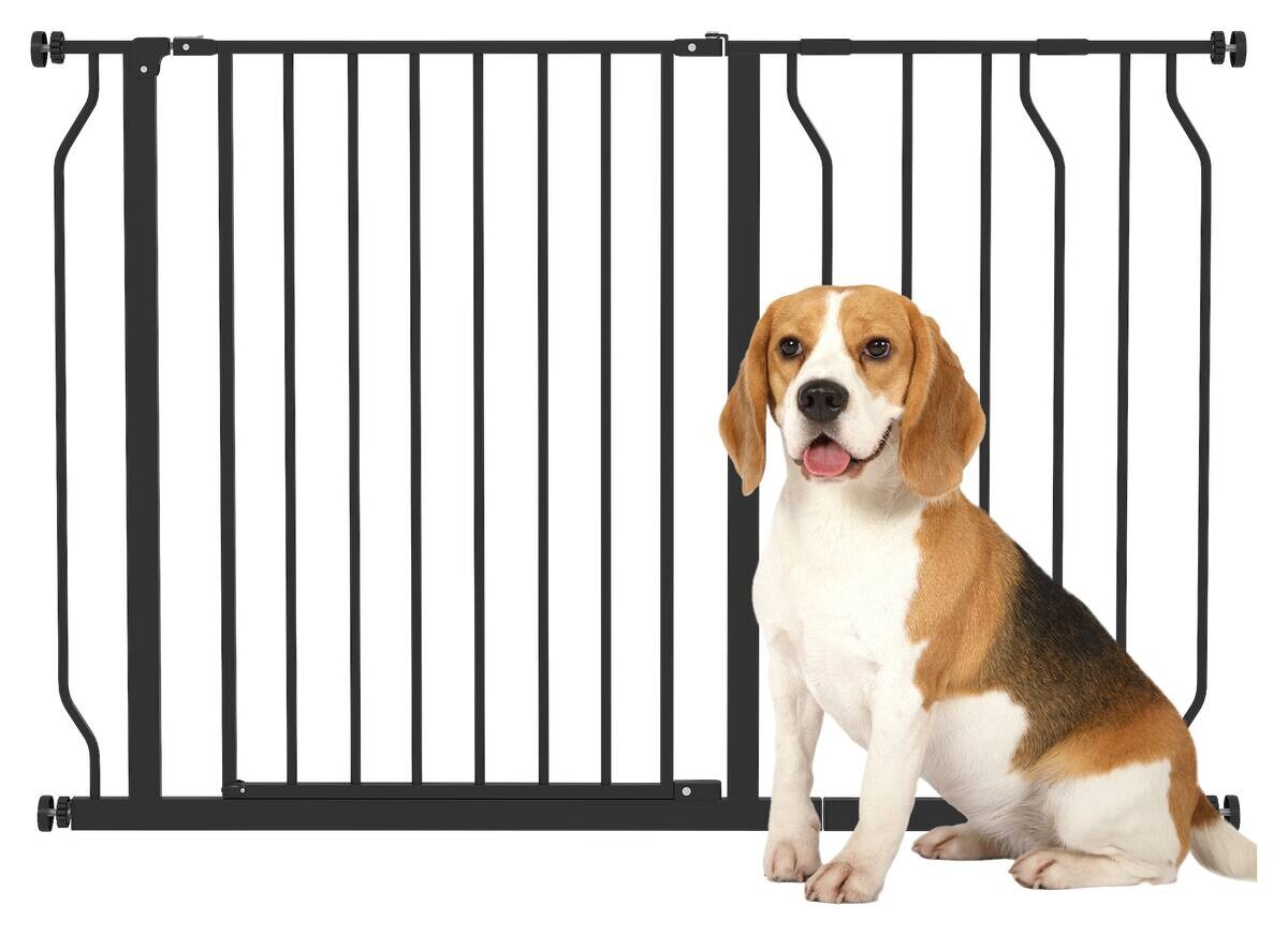 PawHut Schutzgitter schwarz Stahl B/H/L: ca. 4x76x115 cm