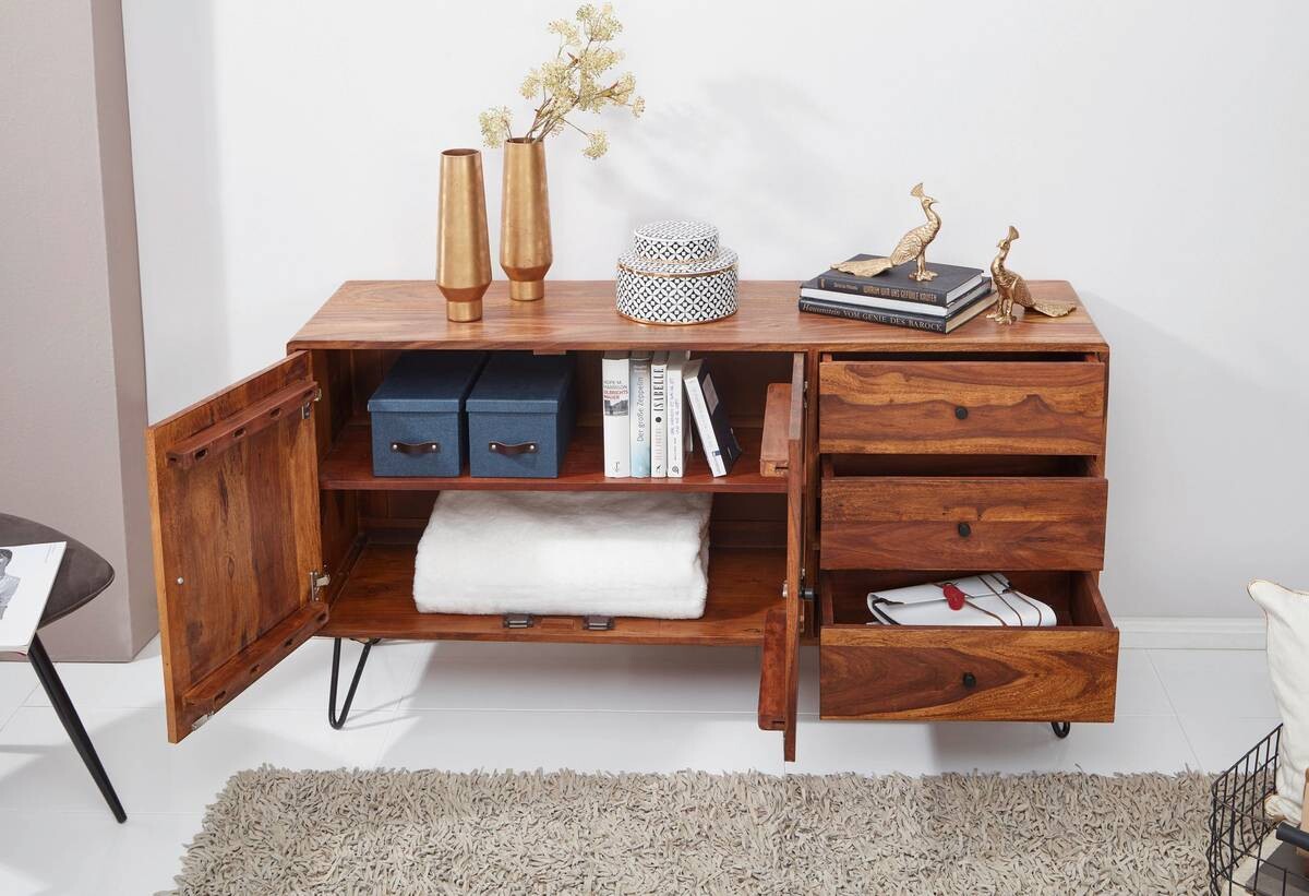 Sideboard schwarz lackiert natur beschichtet B/H/T: ca. 145x75x40 cm