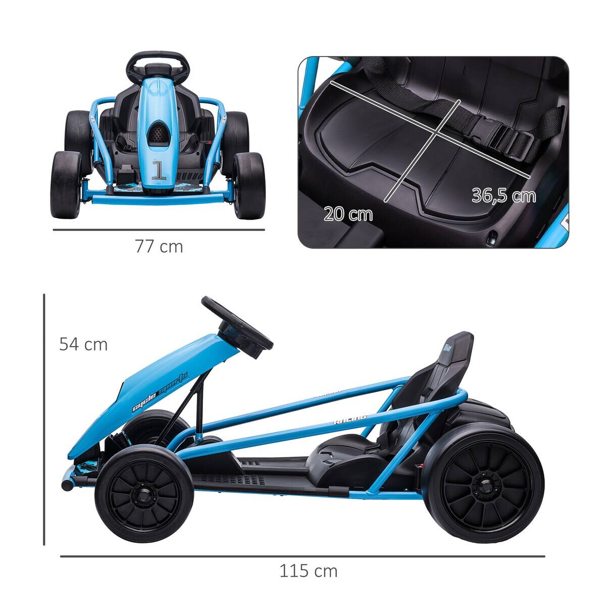 HOMCOM Kinder Elektro Gokart blau B/H/L: ca. 77x54x115 cm