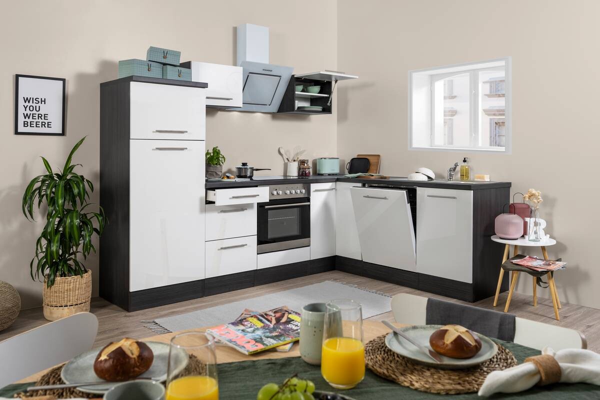 Respekta Küchenblock Premium weiß hochglänzend B/H/T: ca. 260x200x200 cm